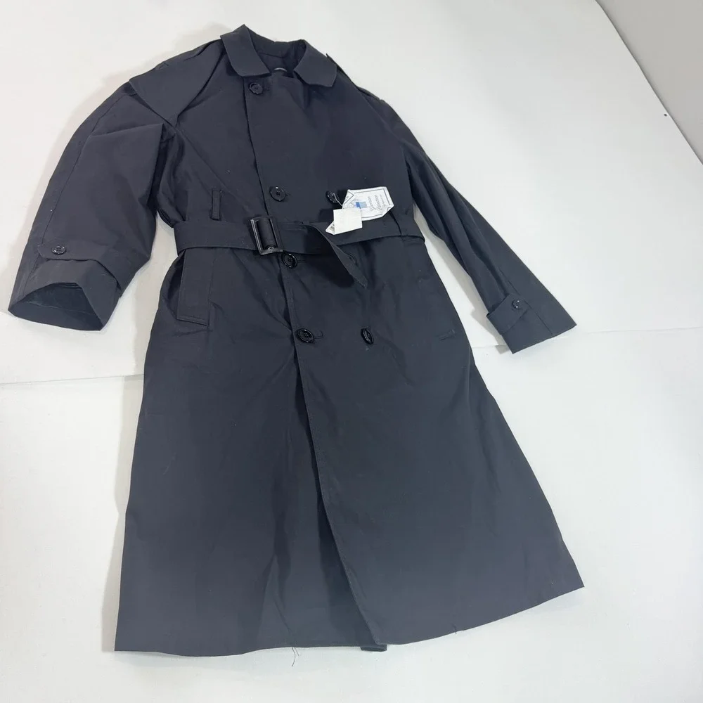 Garrison Collection Coat Mens 40R Black All Weather Trench Belted Army Military
